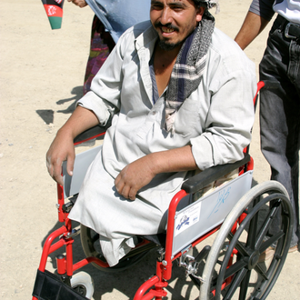 In 2003, the Knights in partnership brought 2,000 wheelchairs to Afghan men, women, and children. 