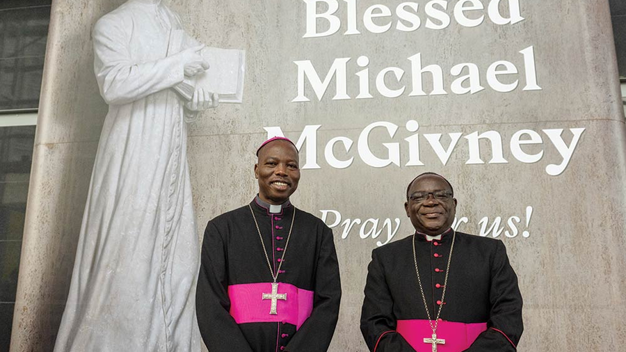 Bishop Stephen Dami Mamza of Yola and Bishop Matthew Hassan Kukah of Sokoto attend the 142nd Supreme Convention in Québec City as representatives of the Catholic Bishops’ Conference of Nigeria. (Photo by Tamino Petelinšek)