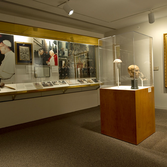 Photo of the Papal Gallery looking toward a portrait of Pope Benedict XVI by Antonella Cappuccio.