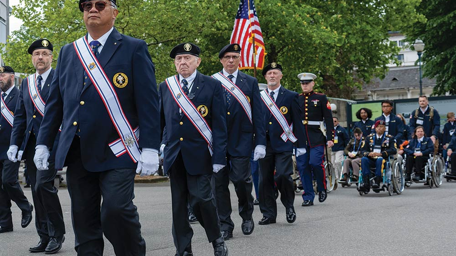 Fourth Degree Knights lead Warriors to Lourdes pilgrims to Mass at the Rosary Basilica on May 12. (Photo by Tamino Petelinšek)