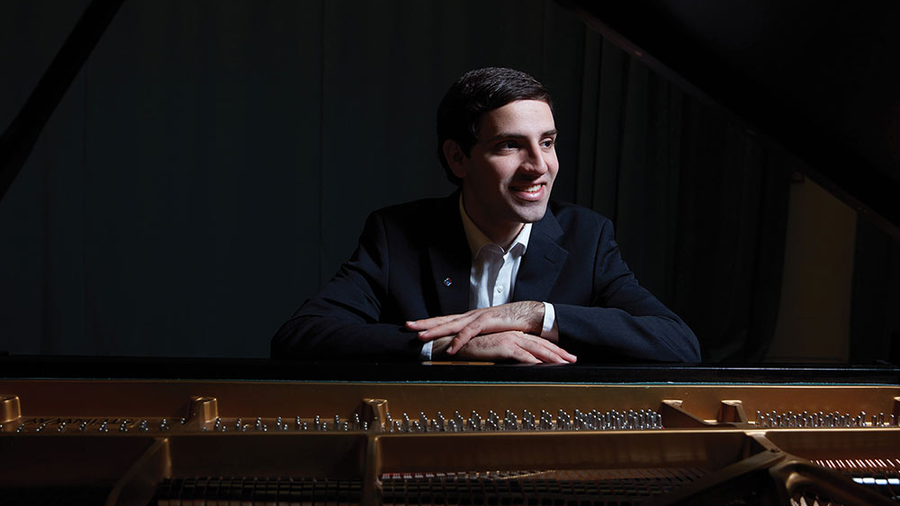 Anthony Coniglio is pictured in the Music Centre at Churchill College