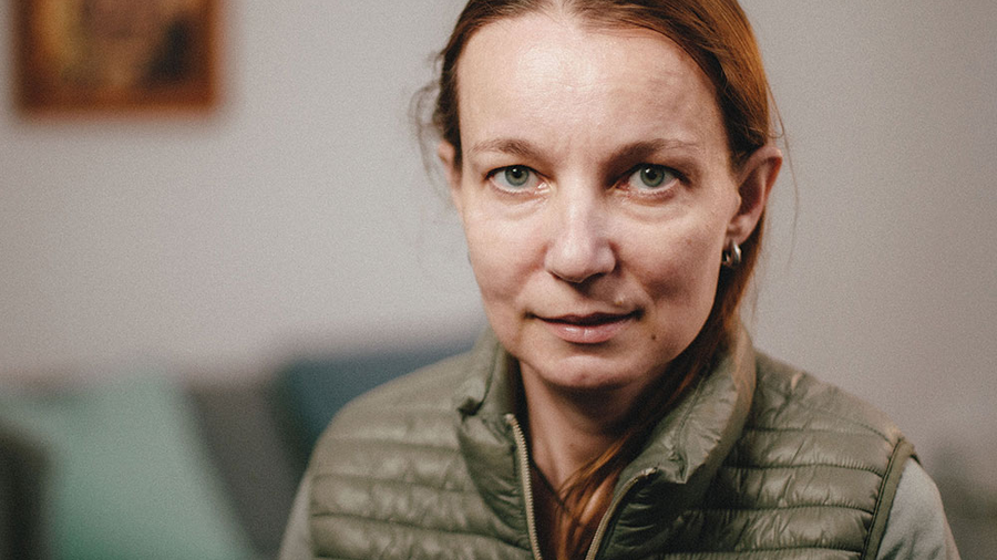 Oksana Galuga is pictured in Warsaw, Poland