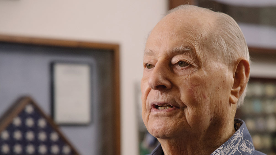 Lou Conter at his home in Grass Valley, Calif., in 2021.