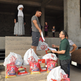 The Knights have stood with Near East Christians in multiple ways. In 2015, they provided food for Syrian Christians resettled in Erbil, Iraq.